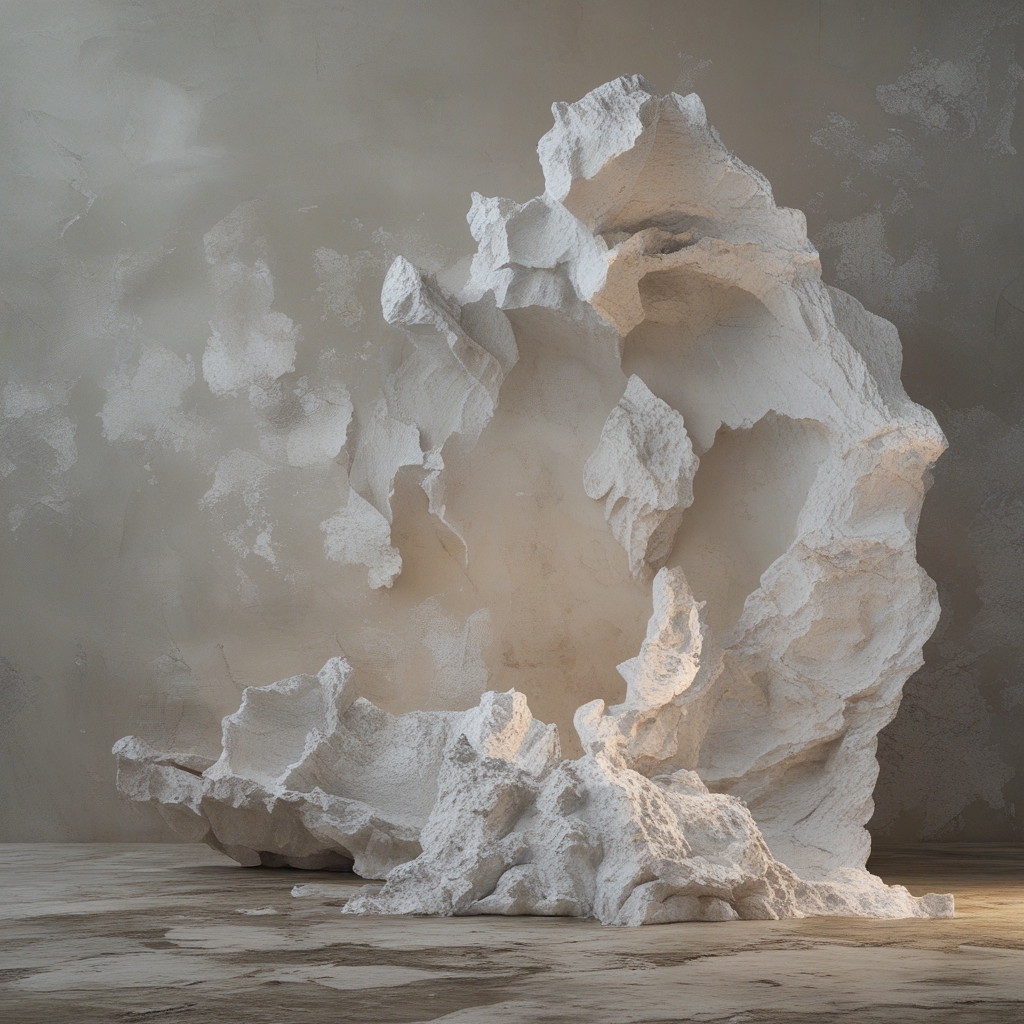 Sylwetka osoby wykonującej delikatne ćwiczenie balansu na jednej nodze w przestronnym, jasnym pomieszczeniu z drewnianymi elementami, ciepłe boczne oświetlenie tworzy dramatyczny cień na ścianie